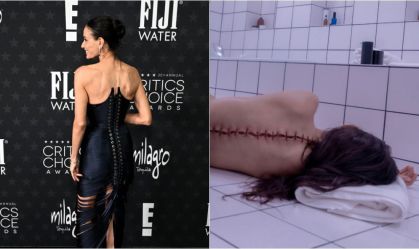 Demi Moore usa vestido que faz referência à cena de "A Substância"