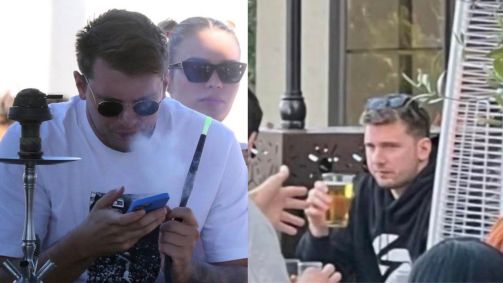 Luka Doncic, do Los Angeles Lakers, fumando narguilé e bebendo cerveja