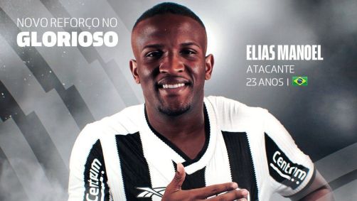 Arte com o anúncio do atacante Elias Manoel, contratado pelo Botafogo