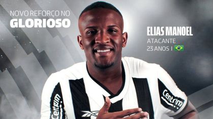 Arte com o anúncio do atacante Elias Manoel, contratado pelo Botafogo