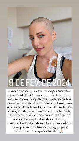 Fabiana Justus compartilha reflexão um ano após raspar os cabelos em tratamento de câncer • Instagram/Fabiana Justus