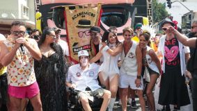 Famosos no bloco Acadêmicos do Baixa Augusta, em São Paulo