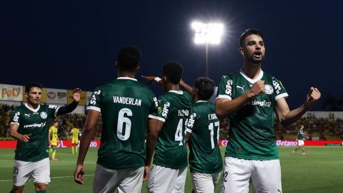 Flaco López comemora o primeiro gol do Palmeiras contra o Mirassol