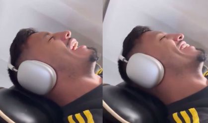 Deyverson viraliza ao filmar Gabriel Menino com medo de turbulência em voo