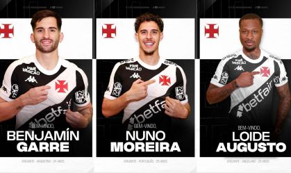 Garré, Nuno Moreira e Loide Augusto, novos reforços do Vasco