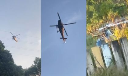 Helicóptero da polícia alvo de tiros faz pouso forçado no RJ
