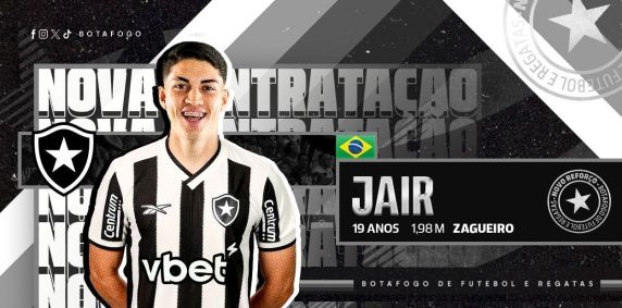 Jair foi anunciado pelo Botafogo
