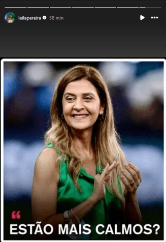 Leila Pereira publica meme após classificação do Palmeiras no Paulistão • Reprodução/Instagram