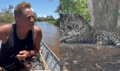 Leonardo encontra onça durante pescaria no Pantanal; veja vídeo