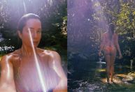 Letícia Spiller posa de biquíni em cachoeira: "Frente e verso"