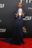 Cynthia Erivo, estrela de &quot;Wicked&quot;, no tapete vermelho do Grammy 2025