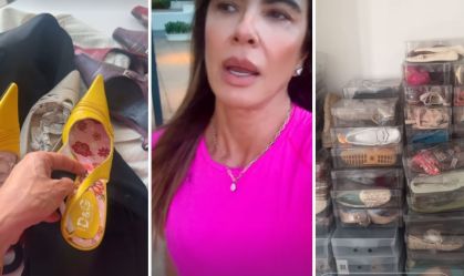 Luciana Gimenez mostra pilha de sapatos grifados em antiga casa: "Vintage"