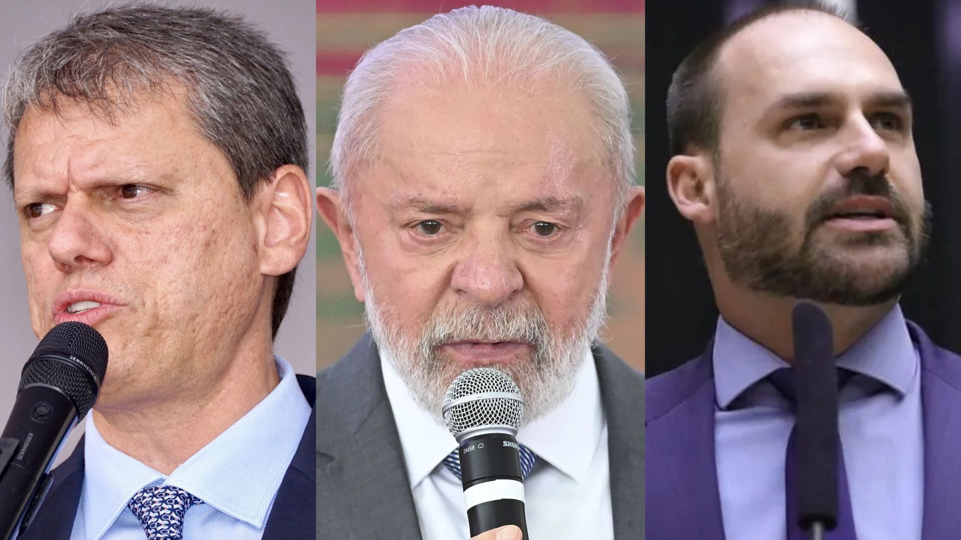 Tarcísio, Lula e Eduardo Bolsonaro