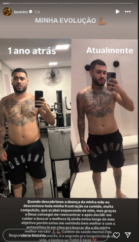 Funkeiro comparou antes e depois de evolução após quadro de compulsão alimentar • Instagram/MC Kevinho