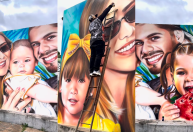 Artista faz mural com rosto de Virginia, Zé Felipe e filhos; veja resultado
