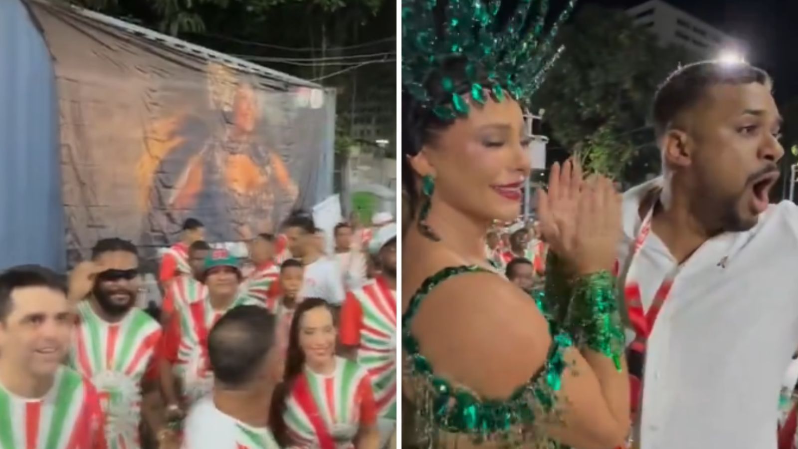 Paolla Oliveira se emociona com homenagem em ensaio técnico da Grande Rio