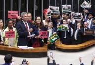 "Guerra das plaquinhas": governistas e oposição têm embate na Câmara