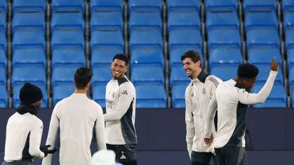 Treino do Real Madrid no Etihad Stadium, em Manchester