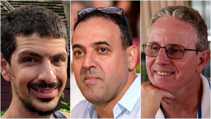 Or Levy, Eli Sharabi e Ohad Ben Ami, reféns do Hamas que devem ser libertados no dia 8 de fevereiro • BRING THEM HOME