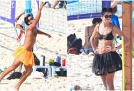 Agatha Moreira e Rodrigo Simas jogam futevôlei com saia de tule; veja