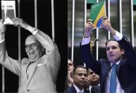 Hugo Motta repete gesto e frase de Ulysses Guimarães em posse na Câmara