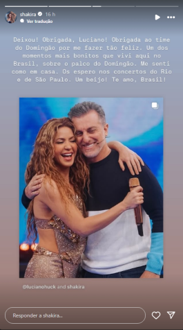 Shakira se declarou ao Brasil em nova publicação • Instagram/Shakira