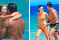 Sophie Charlotte posa aos beijos com Xamã na praia