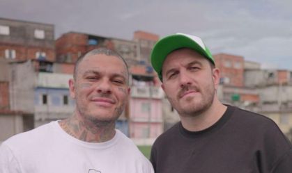 Tiago Toguro, presidente do Desimpedidos na Kings League Brazil, e Danilo Soto, apresentador do Desimpedidos