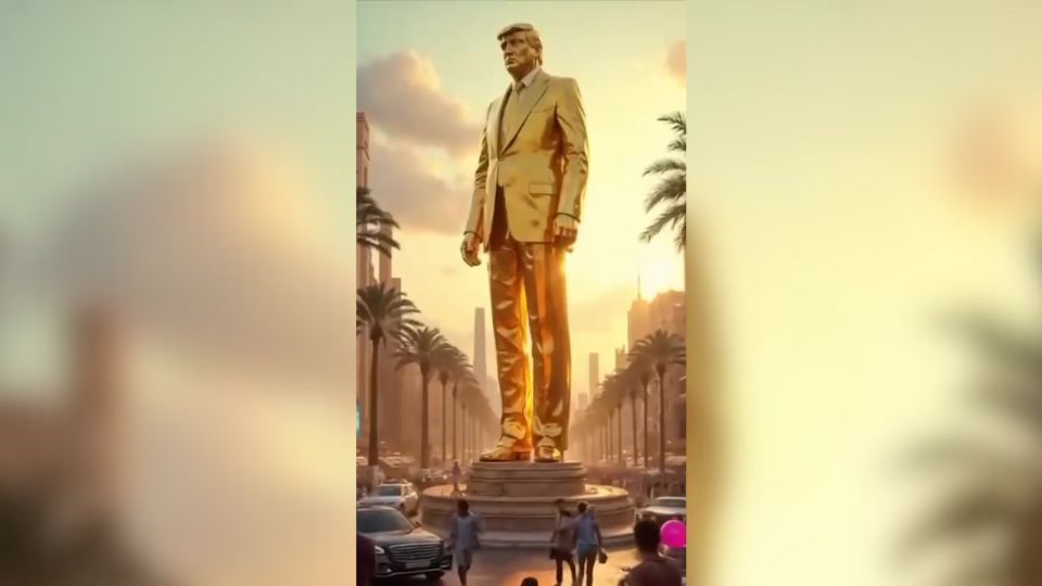 Estátua dourada de Trump em vídeo sobre construção de empreendimento em Gaza.