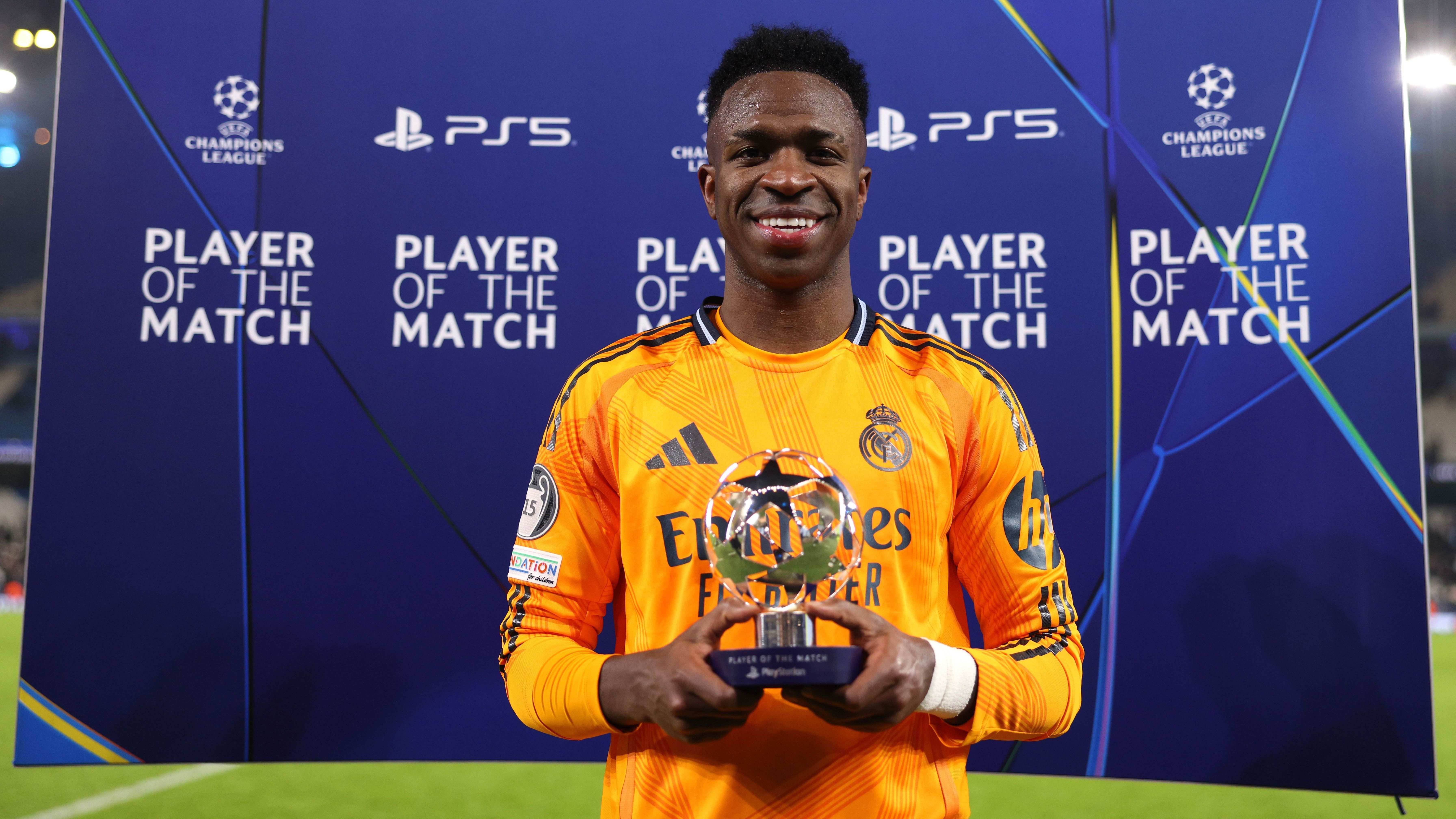 Provocado pelo Manchester City, Vinicius Jr vence prêmio de melhor