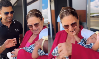 Zezé Di Camargo e Graciele apresentam primeira filha para mãe do cantor