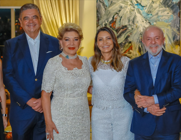 Márcio Toledo, Marta Suplicy, Janja da Silva e Lula, durante jantar em homenagem ao aniversário de Marta
