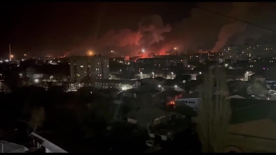 Cidade ucraniana após ataque de drones russos