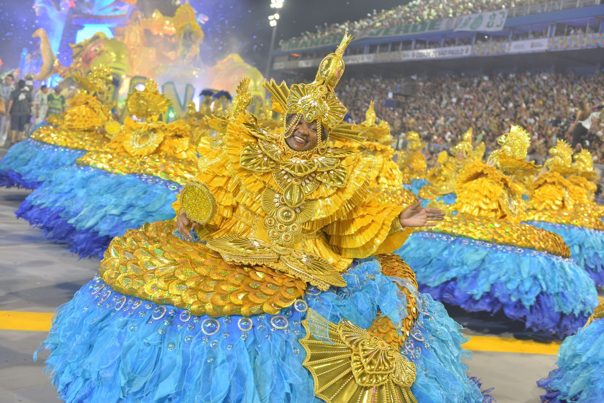Ala das Baianas no desfile da Mancha Verde • Reprodução/Liga Carnaval SP