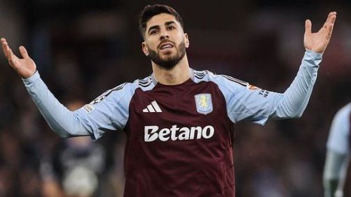 Marco Asensio durante disputa entre Aston Villa e Club Brugge