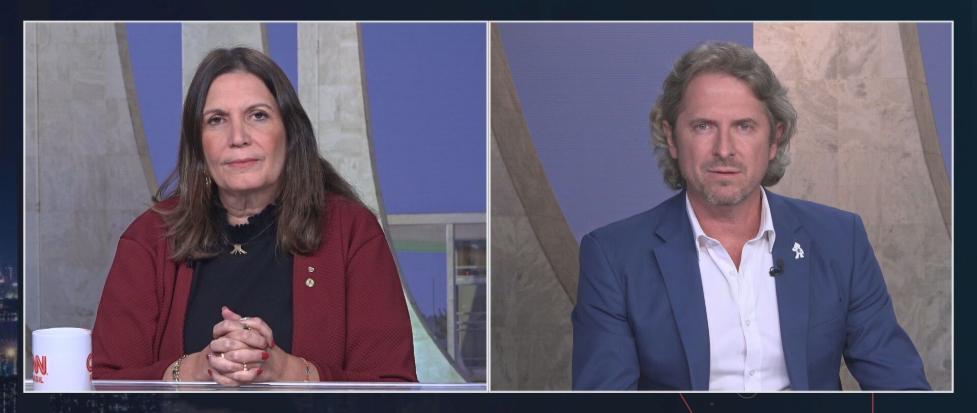 Bia Kicis (PL-DF) e Zeca Dirceu (PT-PR) em "O Grande Debate"