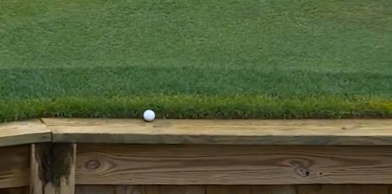 Bolinha de Golfe cai na madeira