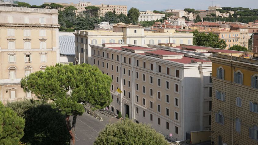 Casa Santa Marta (ao centro), no Vaticano. • Grzegorz Galazka\Archivio Grzegorz Galazka\Mondadori via Getty Images