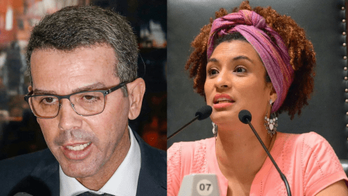 O delegado Rivaldo Barbosa (e), réu pelo assassinato da vereadora Marielle Franco (d)