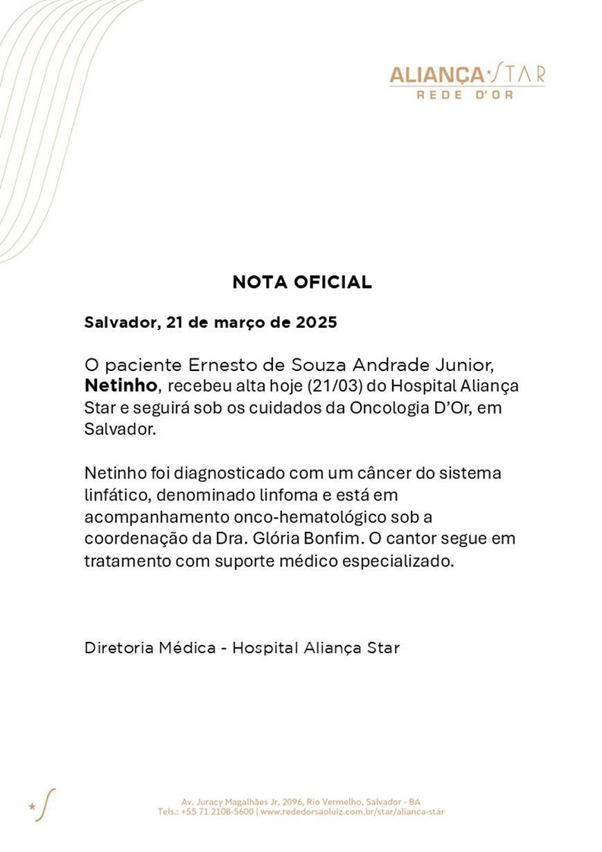 Cantor Netinho seguirá com tratamento contra câncer • Reprodução