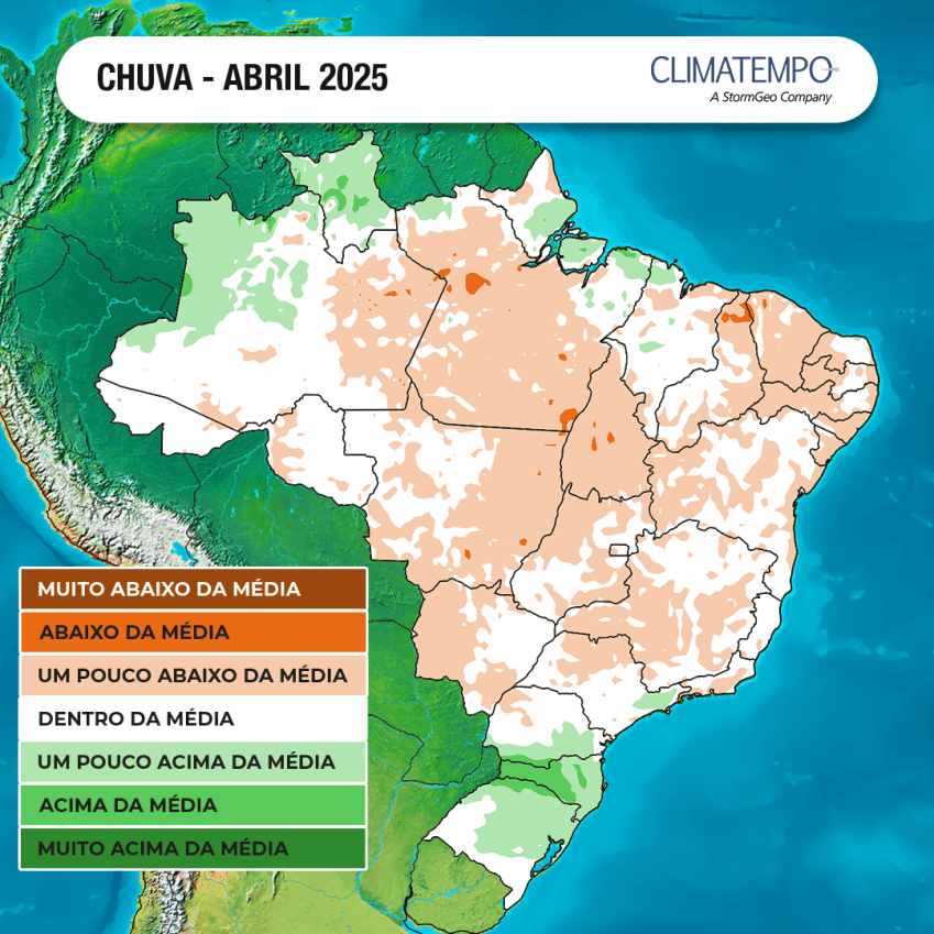 Abril deve ter chuva pouco abaixo da média na maior parte do Brasil • Divulgação/Climatempo
