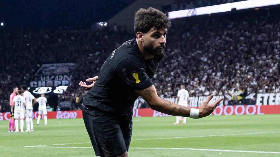 Yuri Alberto comemora gol do Corintians contra o Santos pelo Paulistão