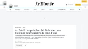 Le Monde, da França, também destaca notícia de o Supremo Tribunal Federal ter tornado Jair Bolsonaro réu por suposto esquema de golpe