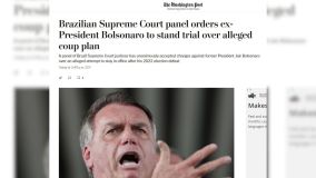 The Washington Post ressalta que decisão do Supremo Tribunal Federal para tornar Jair Bolsonaro réu por suposto plano de golpe foi unânime