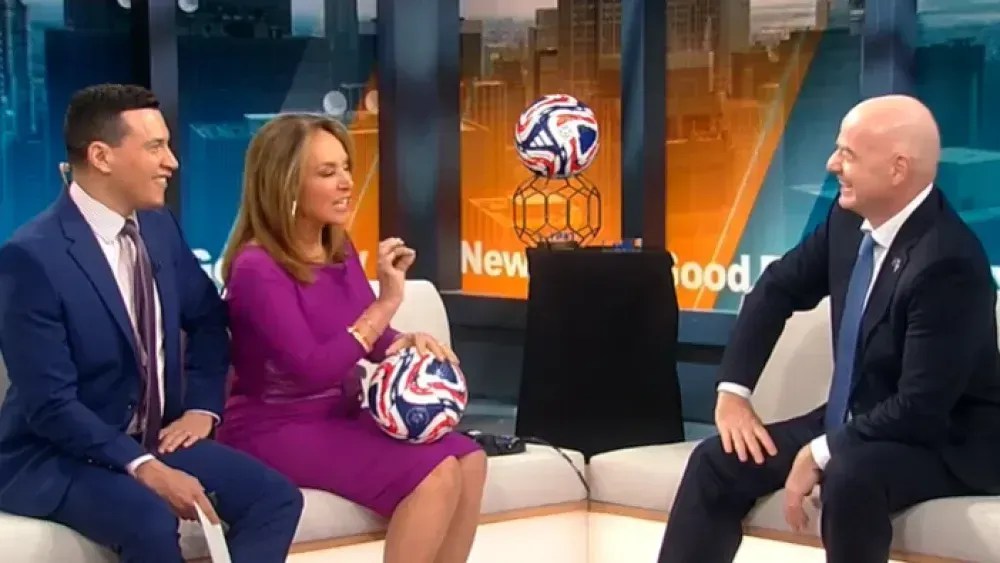 Gianni Infantino, presidente da Fifa, no programa Good Day New York