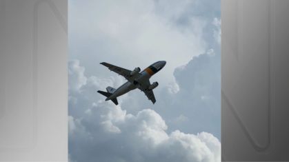 Momento em que o avião presidencial arremete em Sorocaba (SP)