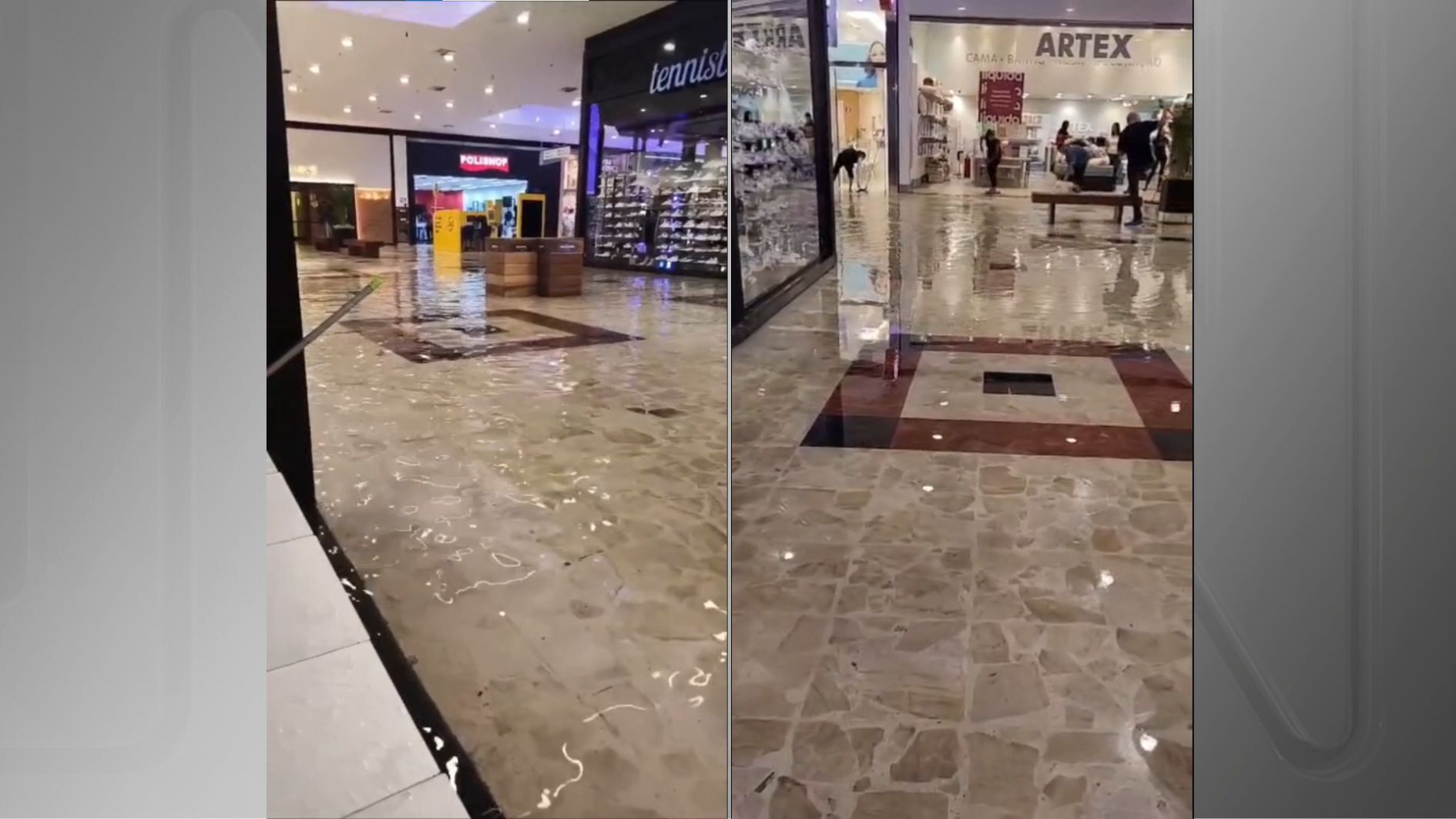 Alagamento no Grand Plaza Shopping, em Santo André (SP)