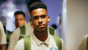 Jogadores do Palmeiras chegam no Allianz