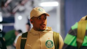 Jogadores do Palmeiras chegam no Allianz