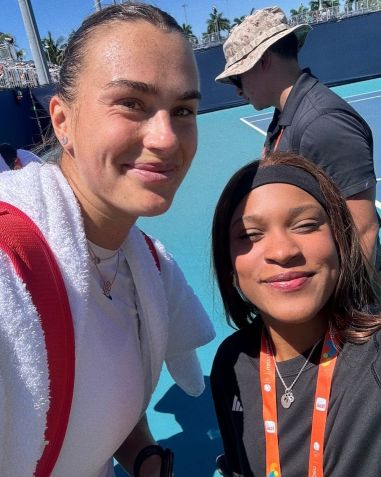Aryna Sabalenka e Rebeca Andrade em Miami • Divulgação/Rebeca Andrade/Instagram